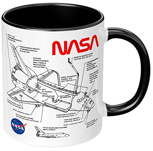 PAPAYANA - Space Shuttle NASA - Beidseitig Bedruckte Keramik-Tasse 325ml 11oz - Große Farbauswahl - Schwarz von PAPAYANA