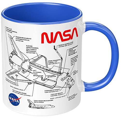 PAPAYANA - Space Shuttle NASA - Beidseitig Bedruckte Keramik-Tasse 325ml 11oz - Große Farbauswahl - Royalblau von PAPAYANA