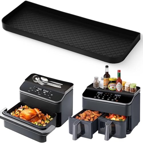 PAPAcroscoma Silikonpad Aufbewahrungsregal: Heißluftfritteuse Zubehör, Multifunktionale Silikonmatte für Cosori Airfryer 8,5 l Dual Blaze TwinFry 10 l, faltbar und leicht zu reinigen (schwarz) von PAPAcroscoma