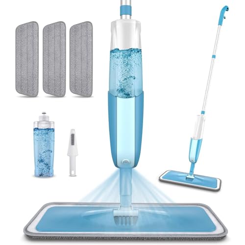 Wischmopp mit Sprühfunktion Bodenwischer mit Sprühfunktion Wischmopp mit 3 Waschbaren Mikrofaserbezug, Sprühwischer Für Schnelle Reinigung mit 410ml Nachfüllbarer Wassertank von PAPCLEAN