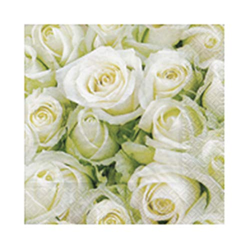 Servietten 20 St. 25x25cm COCKTAIL weiße Rosen. WHITE ROSES von PAPER + DESIGN