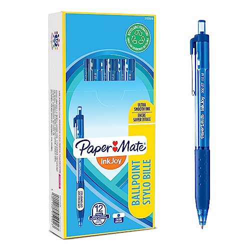 PAPER MATE InkJoy 300RT Druckkugelschreiber | mittlere Spitze (1,0mm) | Blau | 12 Stück von PAPER MATE