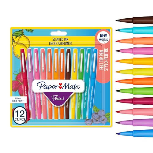 Paper Mate Flair Filzstifte mit Duft | verschiedene Sonntagsbrunch-Düfte und Farben | mittlere Spitze (0,7 mm) | 12 Stück von Paper Mate