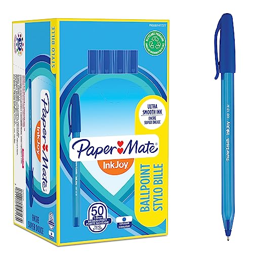 Paper Mate InkJoy 100ST Kugelschreiber | mittlere Spitze (1,0 mm) | Blau | 50 Stück von PAPER MATE