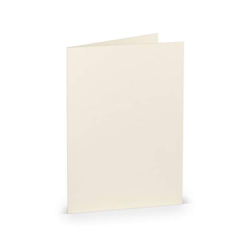PAPERADO 150 Faltkarten DIN B6 Ivory gerippt Creme - Doppelkarten vorgefaltet blanko 220 g/m² - 12 x 16,9 cm - Klappkarten Basteln Einladungskarten Hochzeit Kommunion von PAPERADO
