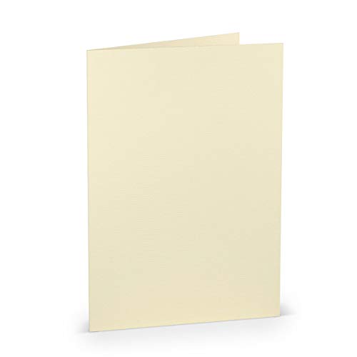 PAPERADO 25 Faltkarten DIN A5 Chamois gerippt Creme Beige - Doppelkarten vorgefaltet blanko 220 g/m² - 14,8 x 21 cm - Klappkarten Basteln Einladungskarten Hochzeit Kommunion von PAPERADO