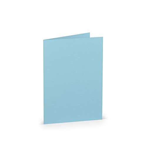 PAPERADO 25 Faltkarten DIN B6 Aqua gerippt Hell-Blau - Doppelkarten vorgefaltet blanko 220 g/m² - 12 x 16,9 cm - Klappkarten Basteln Einladungskarten Hochzeit Kommunion von PAPERADO