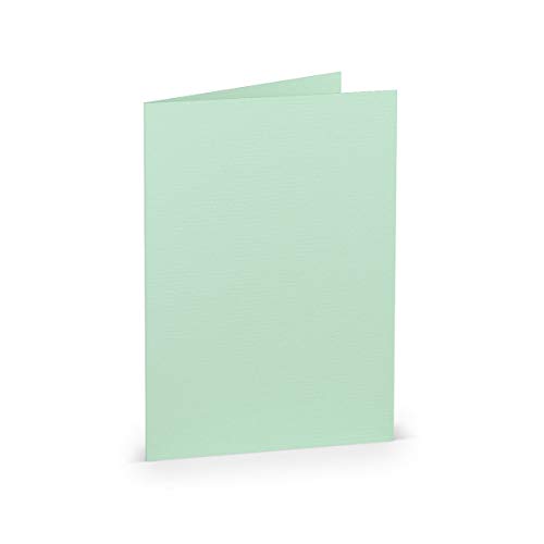 PAPERADO 25 Faltkarten DIN B6 Mint gerippt Eukalyptus Hell-Grün - Doppelkarten vorgefaltet blanko 220 g/m² - 12 x 16,9 cm - Klappkarten Basteln Einladungskarten Hochzeit Kommunion von PAPERADO