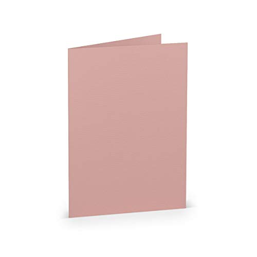 PAPERADO 25 Faltkarten DIN B6 Rose gerippt Alt-Rosa - Doppelkarten vorgefaltet blanko 220 g/m² - 12 x 16,9 cm - Klappkarten Basteln Einladungskarten Hochzeit Kommunion von PAPERADO