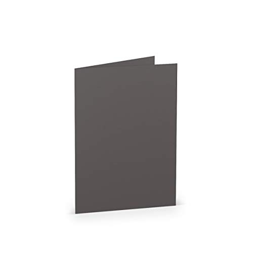 PAPERADO 25 Faltkarten DIN B6 Schiefer gerippt Dunkel-Grau - Doppelkarten vorgefaltet blanko 220 g/m² - 12 x 16,9 cm - Klappkarten Basteln Einladungskarten Hochzeit Kommunion von PAPERADO