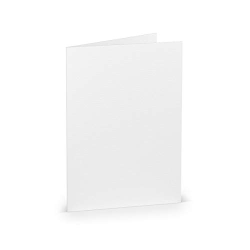 PAPERADO 50 Faltkarten DIN A6 - Weiß gerippt - 10,5 x 14,8 cm - 220 g/m² - Doppelkarte Klappkarte Einladungskarte von PAPERADO