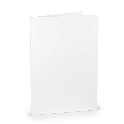 PAPERADO 50 Faltkarten DIN A5 - Weiß gerippt - 220 g/m² - 14,8 x 21 cm - Blanko Doppelkarten Klappkarten Einladungskarten von PAPERADO
