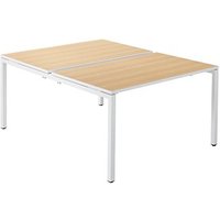 PAPERFLOW easyDesk Doppelschreibtisch buche rechteckig, 4-Fuß-Gestell weiß 140,0 x 166,0 cm von PAPERFLOW