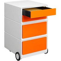 PAPERFLOW easyBox Rollcontainer weiß, orange 4 Auszüge 39,0 x 43,6 x 64,2 cm von PAPERFLOW