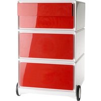 PAPERFLOW easyBox Rollcontainer weiß, rot 4 Auszüge 39,0 x 43,6 x 64,2 cm von PAPERFLOW