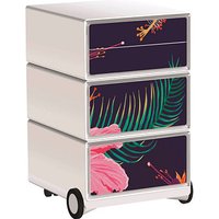 PAPERFLOW easyBox Tropical Rollcontainer weiß, bunt 4 Auszüge 39,0 x 43,6 x 64,2 cm von PAPERFLOW