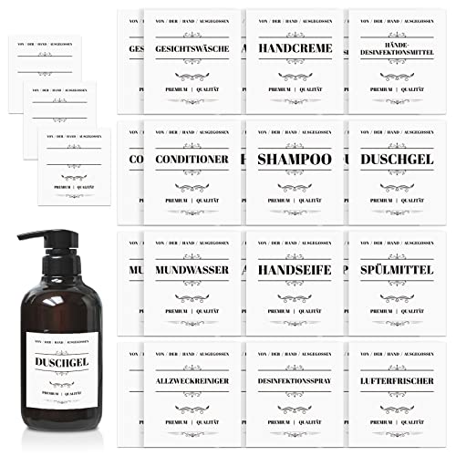 PAPERKIDDO 24 Stücke Wasserdichtes Etikett Aufkleber, Etiketten für Pumpspender Seifenspender Bauernhaus Shampoo Spender Aufkleber für Küche Badezimmer 2,76 x 2,56 Zoll von PAPERKIDDO