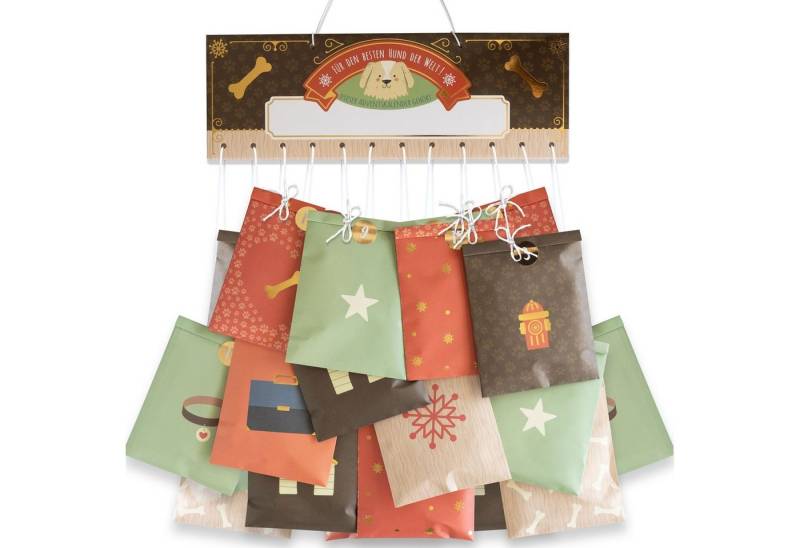 PAPIERDRACHEN Adventskalender Tüten-Adventskalender-Set - in praktischer Papierbox, 24 Papiertüten in 4 verschiedenen Design und 24 Sticker von PAPIERDRACHEN