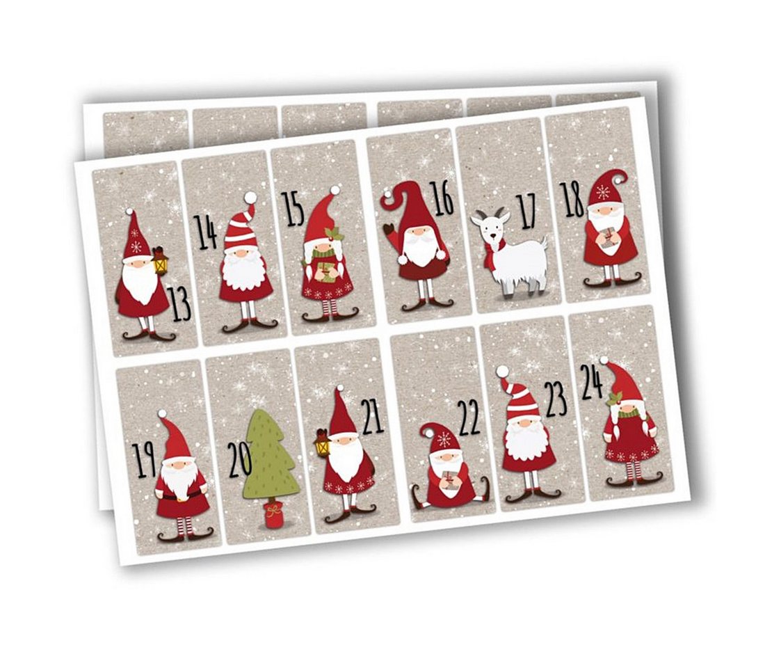PAPIERDRACHEN DIY-Adventskalender 24 Zahlenaufkleber - Papier selbstklebend (24-tlg) von PAPIERDRACHEN