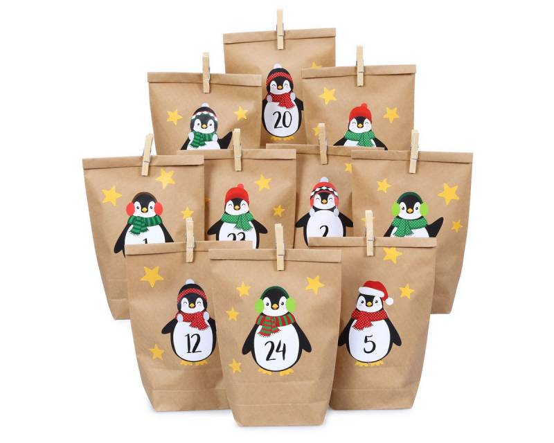 PAPIERDRACHEN DIY-Adventskalender DIY Adventskalender Weihnachten & Advent zum Befüllen - 24 Papiertüt von PAPIERDRACHEN