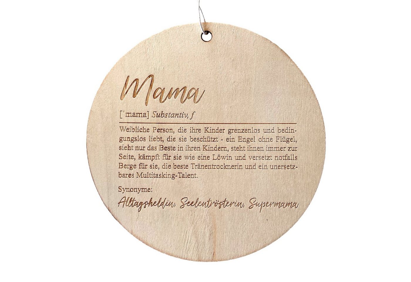 PAPIERDRACHEN Dekohänger Holzhängeschild zum Muttertag oder Vatertag, mit hochwertiger Gravur von PAPIERDRACHEN