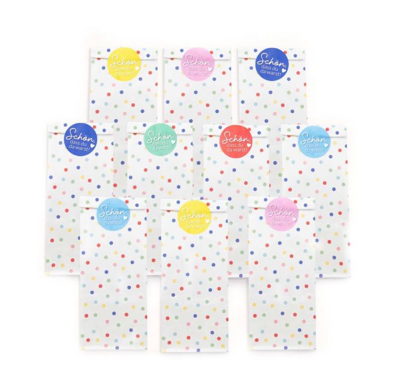 PAPIERDRACHEN Geschenkbox Geburtstagstüten - weiß mit Konfetti - 12 Stück von PAPIERDRACHEN