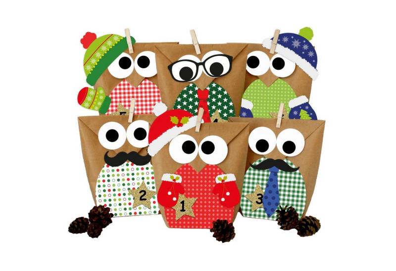 PAPIERDRACHEN Kalender zum Selbstbasteln DIY Adventskalender - Weihnachtseulen - Rot von PAPIERDRACHEN