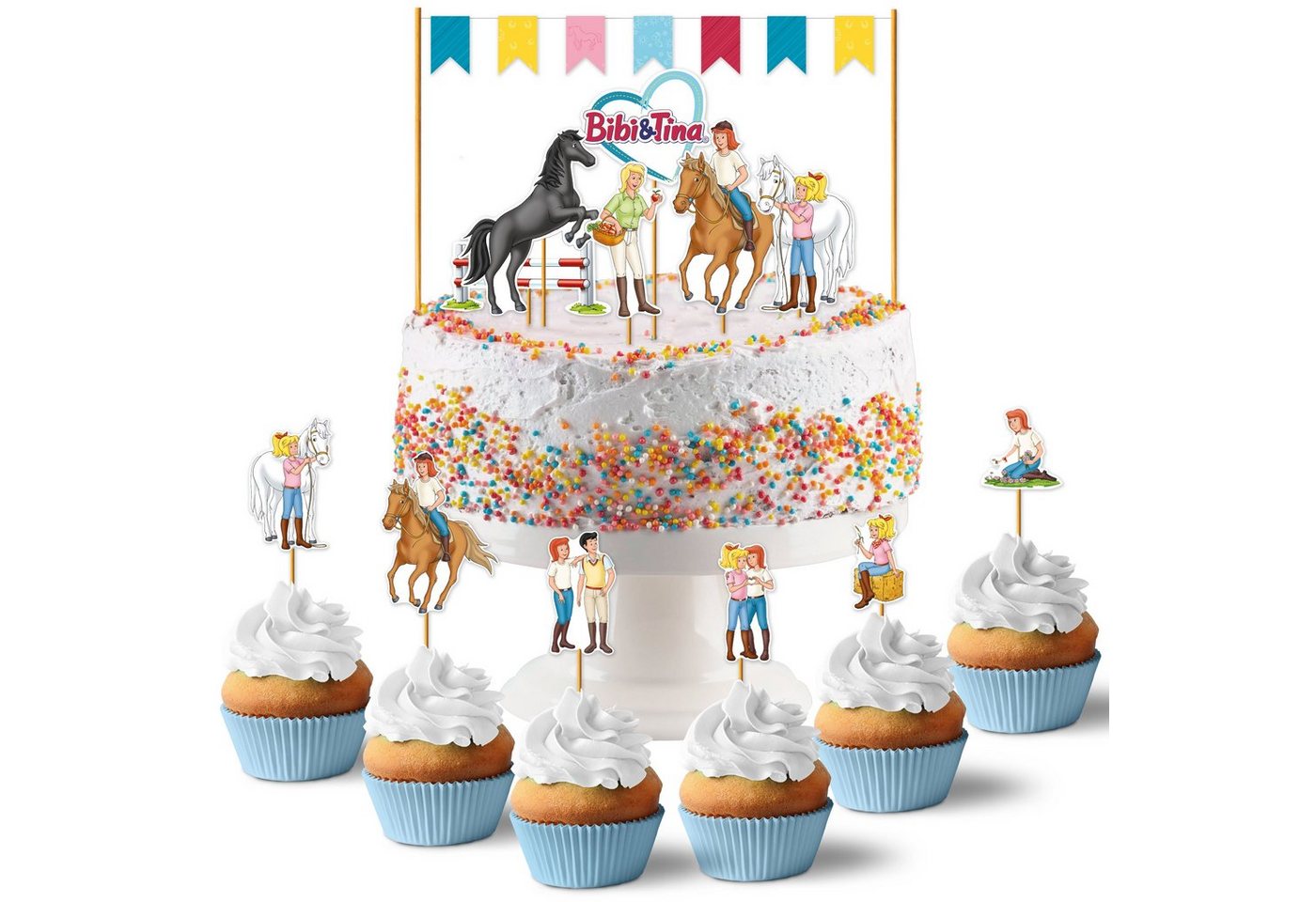 PAPIERDRACHEN Papierdekoration Cake Topper - Kuchendekoration- 19-teilig -in verschiedenen Designs, Kuchenstecker für den Kindergeburtstag von PAPIERDRACHEN