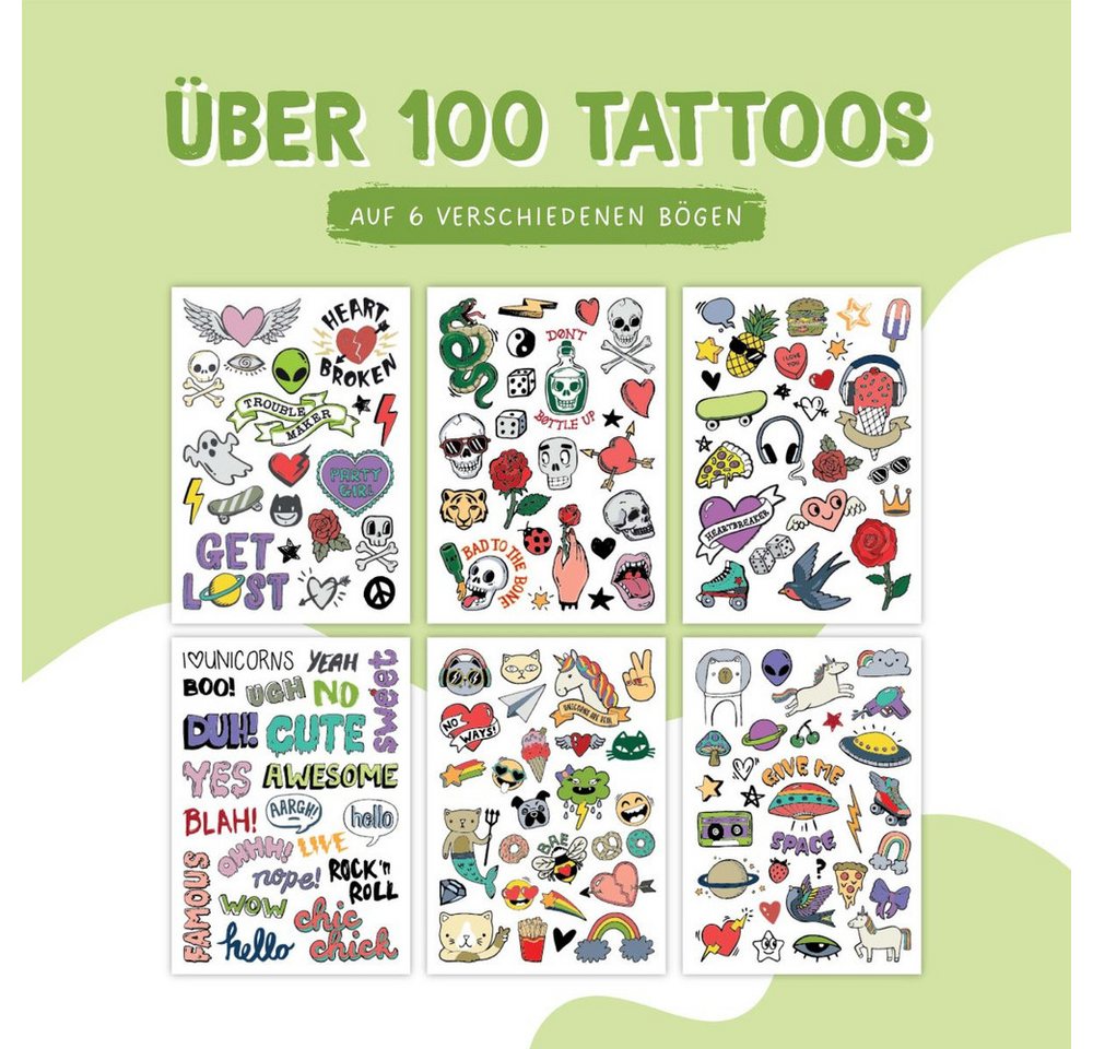 PAPIERDRACHEN Sticker Tattoo Set - Grunge - 100 Tattoos PAPIERDRACHEN Sticker Tattoo Set - Grunge - 100 Tattoos von PAPIERDRACHEN