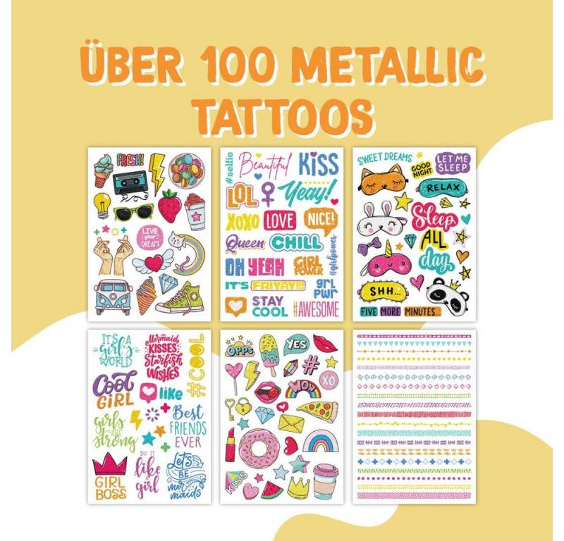 PAPIERDRACHEN Sticker Tattoo Set - Pop-Art - 100 Metallic Tattoos PAPIERDRACHEN Sticker Tattoo Set - Pop-Art - 100 Metallic Tattoos von PAPIERDRACHEN