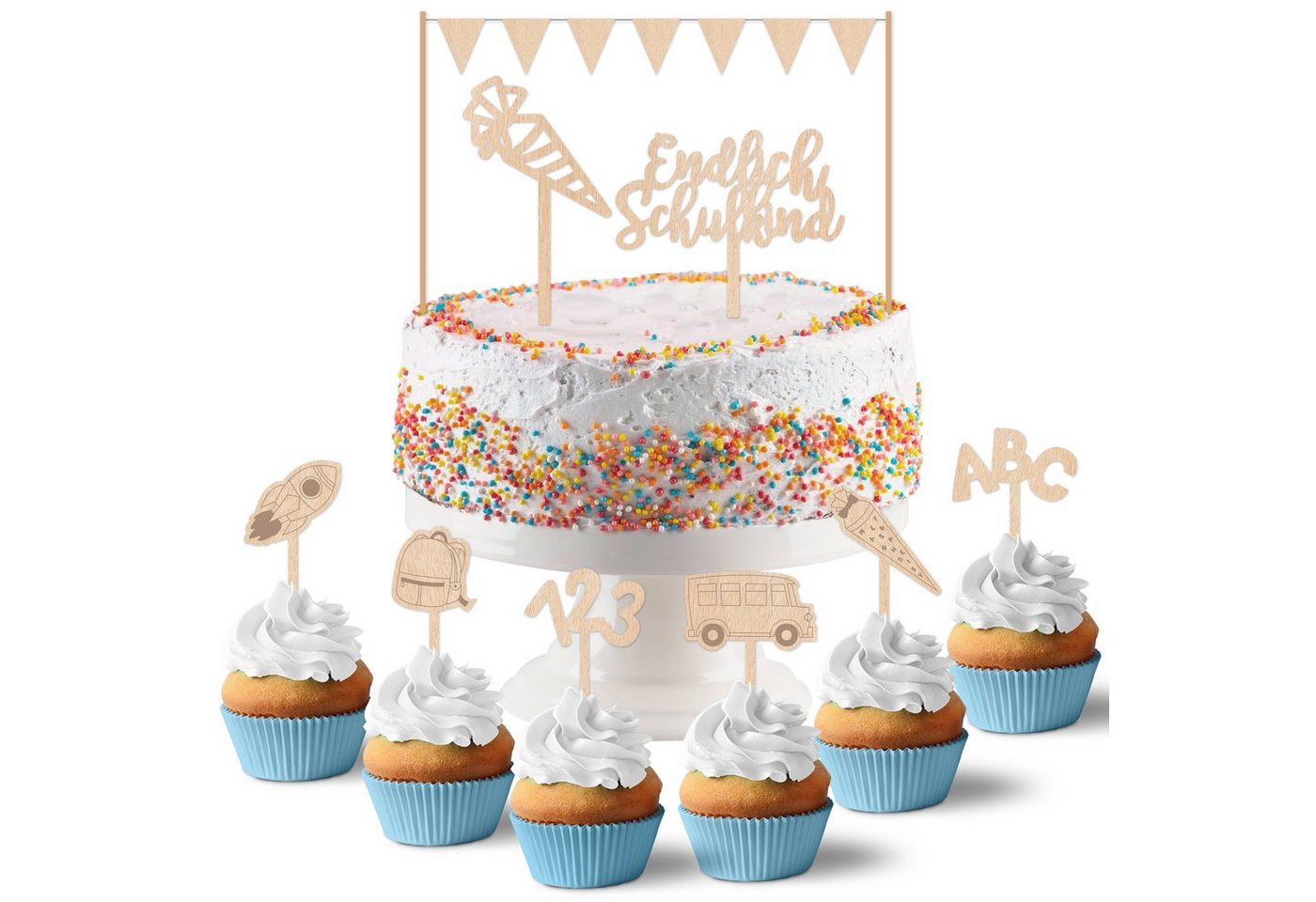 PAPIERDRACHEN Tortenstecker Kuchenstecker aus Holz zur Einschulung, Einschulung - Erste Klasse - Einschulungsparty PAPIERDRACHEN Tortenstecker Kuchenstecker aus Holz zur Einschulung, Einschulung - Erste Klasse - Einschulungsparty von PAPIERDRACHEN