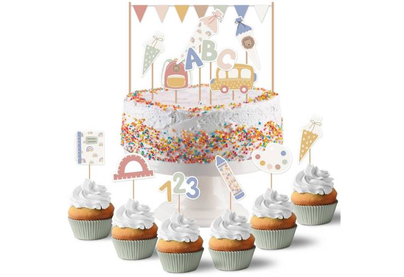 PAPIERDRACHEN Tortenstecker Kuchenstecker zur Einschulung - in verschiedenen Designs, Einschulung - Erste Klasse - Einschulungsparty von PAPIERDRACHEN
