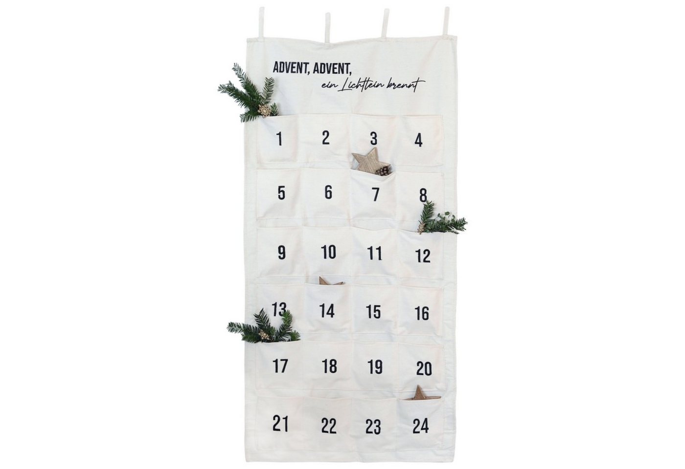 PAPIERDRACHEN befüllbarer Adventskalender Adventskalender Wandteppich aus Stoff zum Befüllen-hochwertig bestickt von PAPIERDRACHEN