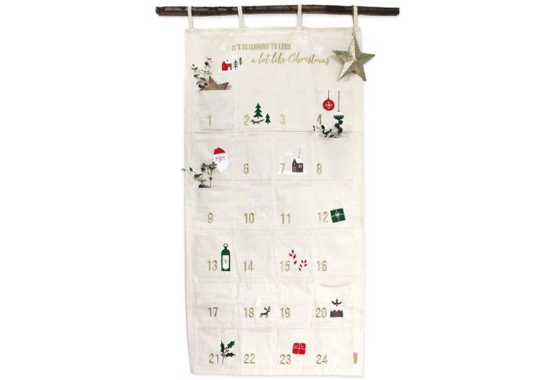 PAPIERDRACHEN befüllbarer Adventskalender Adventskalender Wandteppich aus Stoff zum Befüllen-hochwertig bestickt von PAPIERDRACHEN