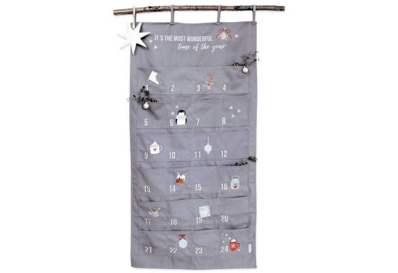 PAPIERDRACHEN befüllbarer Adventskalender Adventskalender Wandteppich aus Stoff zum Befüllen-hochwertig bestickt von PAPIERDRACHEN