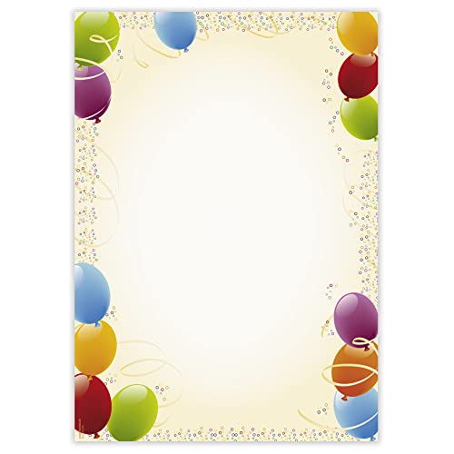 Designpapier Luftballons DP894 – 50 Blatt Briefpapier – Hochwertiges Motivpapier Kindergeburtstag, Einladung, Brief, Jubiläum, Luftballons – Laser- & Inkjetdrucker geeignet – Druckerpapier A4 90g/m² Designpapier Luftballons DP894 – 50 Blatt Briefpapier – Hochwertiges Motivpapier Kindergeburtstag, Einladung, Brief, Jubiläum, Luftballons – Laser- & Inkjetdrucker geeignet – Druckerpapier A4 90g/m² von PAPIERSACHSE.DE