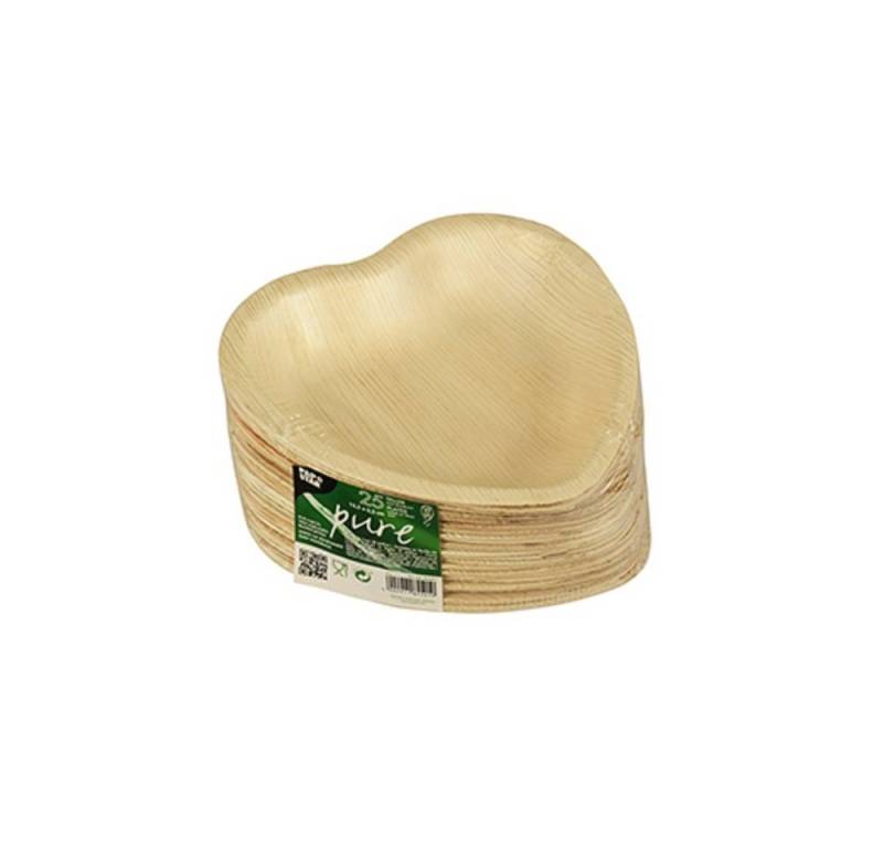 PAPSTAR GmbH Einwegteller 25 Palmblatt-Schalen "pure" Herzform 15,5x3cm von PAPSTAR GmbH
