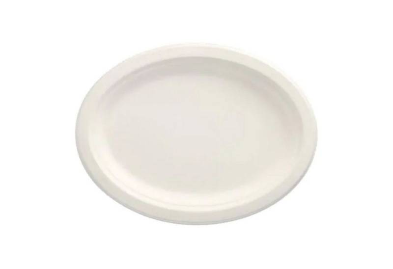 PAPSTAR GmbH Hängedekoration Zuckerrohr Teller oval 'pure' weiss, 12 Stk. 26x2 von PAPSTAR GmbH