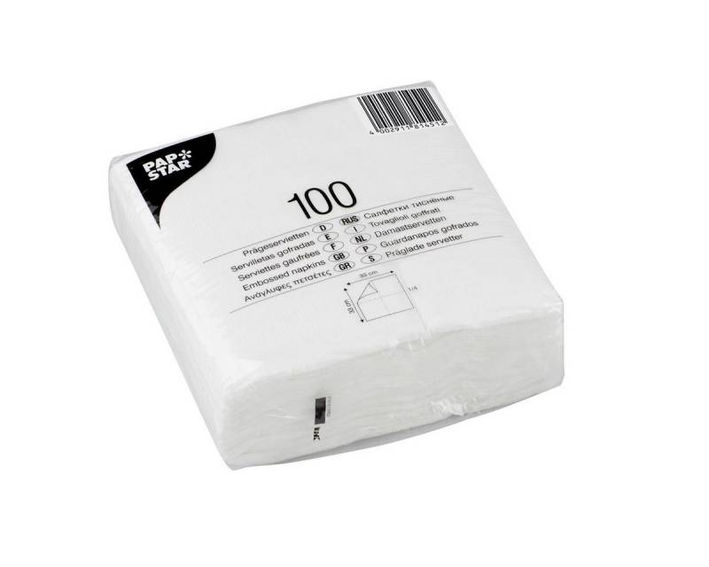 PAPSTAR GmbH Papierserviette PAPSTAR Serviette 81451 33x33cm 1lagig weiß 100 St./Pack. von PAPSTAR GmbH