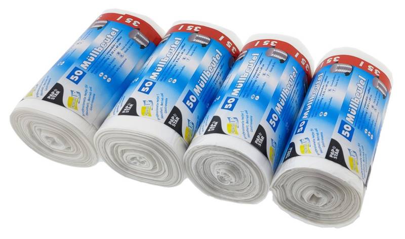 PAPSTAR GmbH Müllbeutel 200 Müllbeutel, HDPE 35L, 69cm x 55cm transparent (4 Rollen), Zubehör für Mülleimer, Müllbeutel Polybeutel Müllsack Polysack Sammelkorb von PAPSTAR GmbH