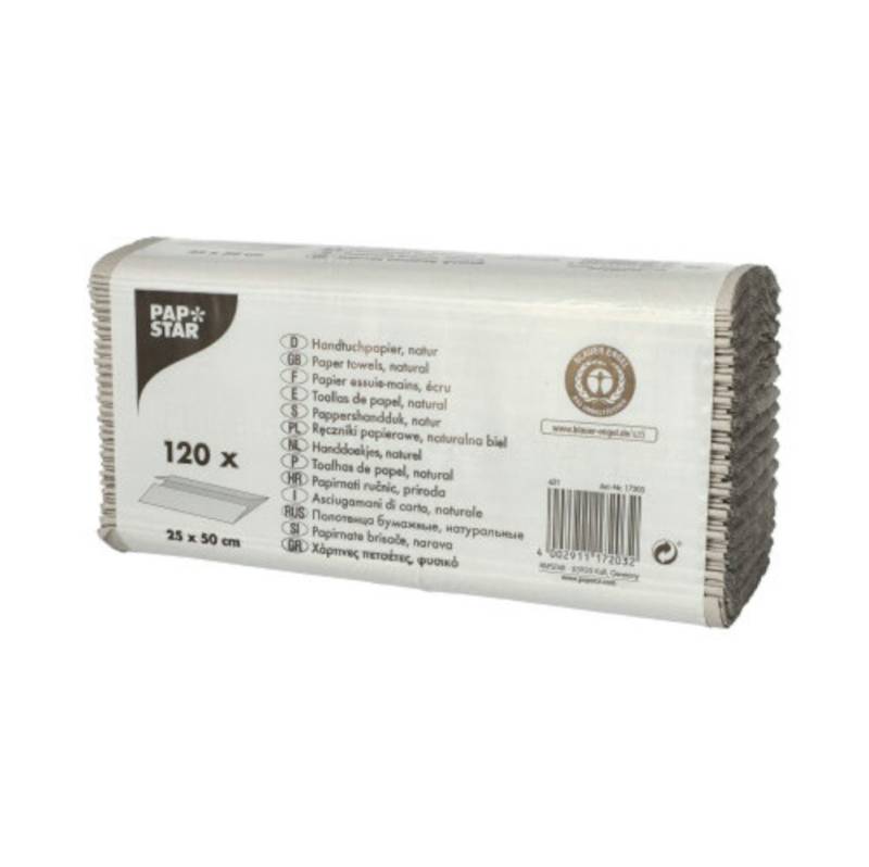 PAPSTAR GmbH Papierhandtuch Papierhandtücher C-Falz 50 cm x 25 cm natur 1-lagig 20 x 120 Blatt von PAPSTAR GmbH