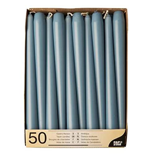 PAPSTAR 50 Leuchterkerzen Ø 2,2 cm · 25 cm arktikblau von PAPSTAR ITALIA