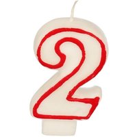 PAPSTAR 2 Zahlenkerzen 7.3 cm weiß, rot von PAPSTAR