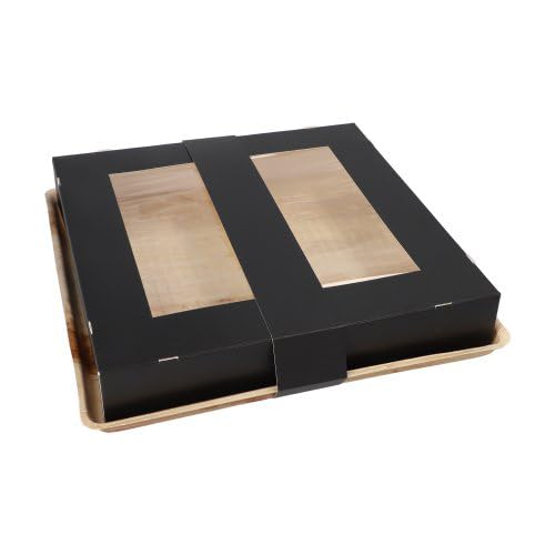 100 Tabletts, Palmblatt eckig 5 cm x 29 cm x 29 cm mit separatem Deckel und Banderole von PAPSTAR