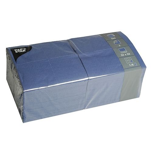 1000 Servietten 3-lagig 1/8-Falz 33 x 33 cm dunkelblau (84576) von PAPSTAR