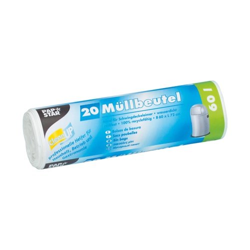 20 Müllbeutel, HDPE 60 l, 72 cm x 60 cm, weiß 20 Müllbeutel, HDPE 60 l, 72 cm x 60 cm, weiß von PAPSTAR