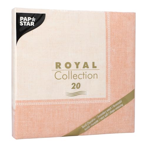 20 Servietten "ROYAL Collection" 1/4-Falz 40 cm x 40 cm terracotta "Linum" von PAPSTAR