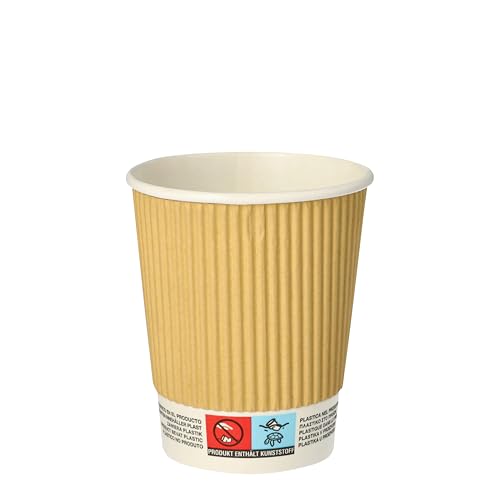 25 Kaffeebecher, Pappe 0,2 l Ø 8 cm · 9 cm Ripple Wall, PAPSTAR von PAPSTAR