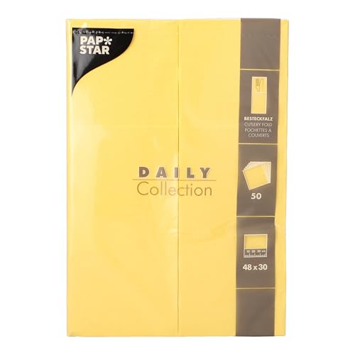 50 Bestecktaschen Servietten 'DAILY Collection' 48 cm x 30 cm gelb mit Besteckfalz 50 Bestecktaschen Servietten 'DAILY Collection' 48 cm x 30 cm gelb mit Besteckfalz von PAPSTAR