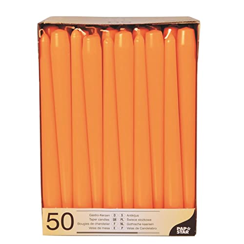 PAPSTAR 50 Leuchterkerzen Ø 2,2 cm 25 cm orange von PAPSTAR